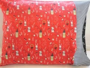 Christmas Critters Pillowcases: Red Cotton Standard Size Pillow Covers